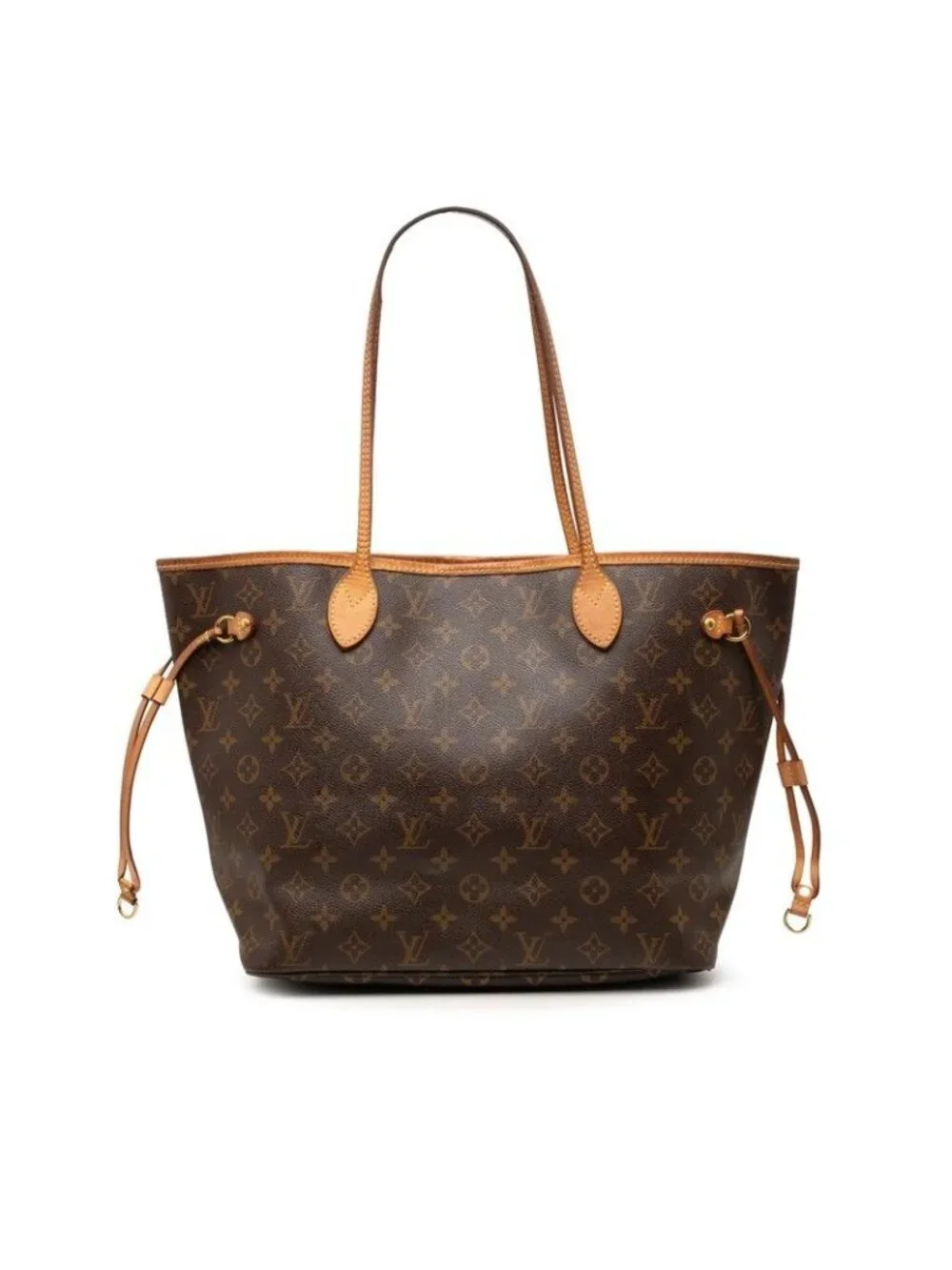 Louis Vuitton Monogram Neverfull MM Tote Shoulder Bag Brown Leather